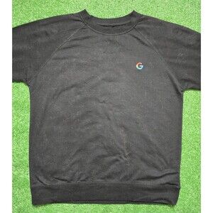 Google T-Shirt Long Sleeve Black Men's Large Embroidered Logo